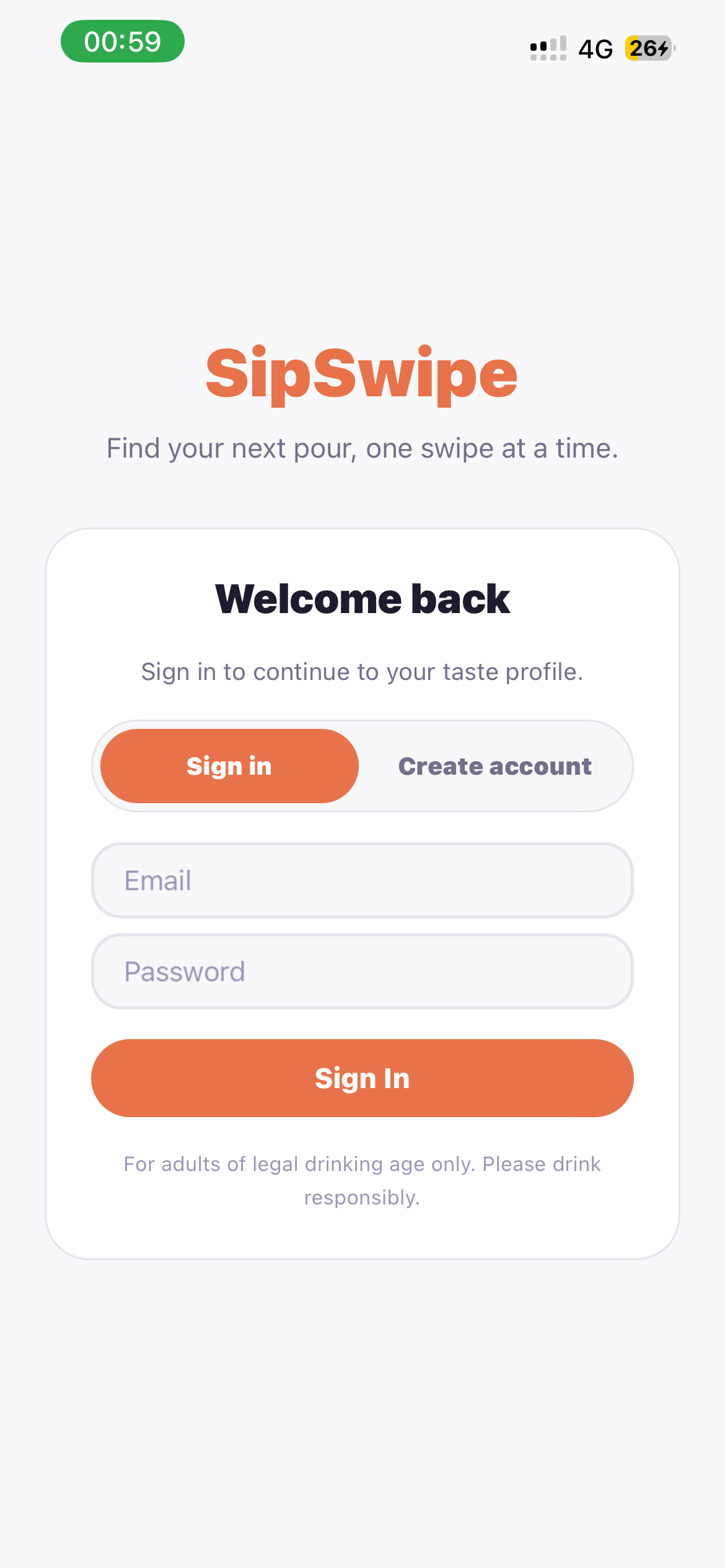 sipswipe Login page